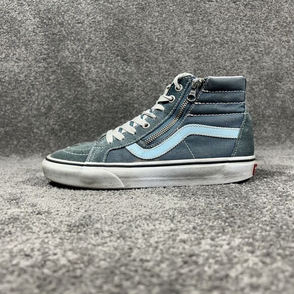 Vans Sk8 Hi Reissue Women's Size 7.5 Blue Canvas Suede Side Zip Skate Shoes Used - Picture 6 of 12